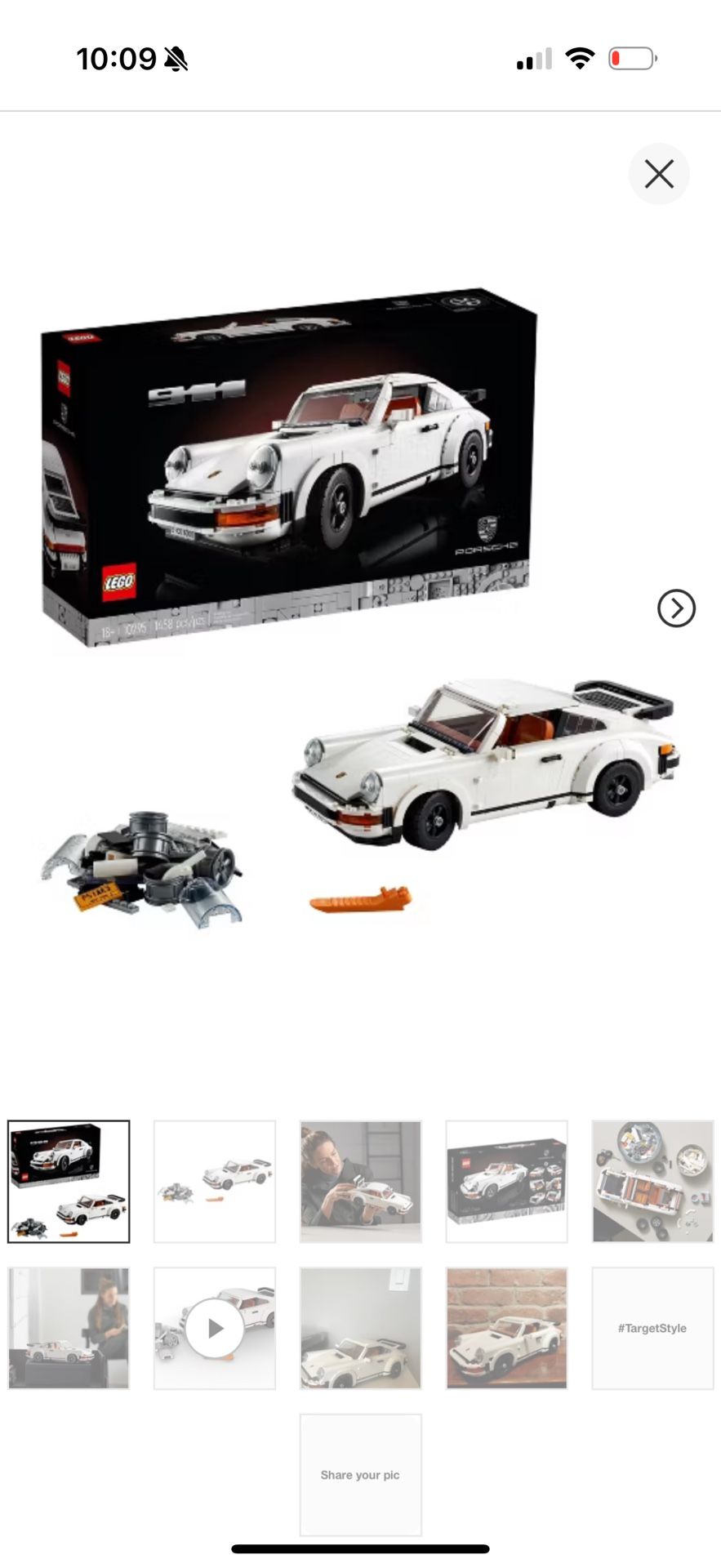 LEGO Icons Porsche 911 Collectible Car Model Kit 10295
