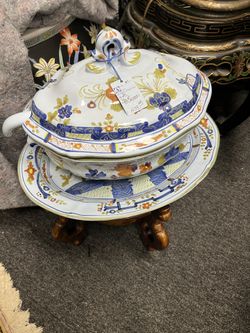 4 Pc Italian Porcelain  Soup Toureen