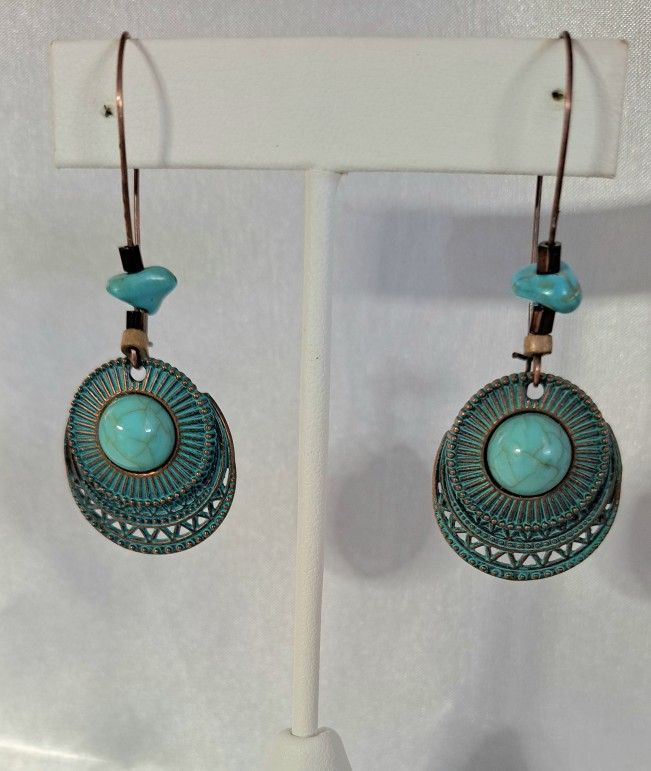 Copper Turquoise Boho Earrings