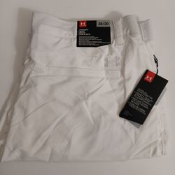 38/30 UA Golf Under Armour Men's Loose Pants Straight White