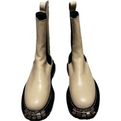 NIB SANDRO Liam Elasticated-Side Leather Ankle Boots