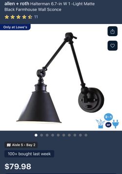 allen + roth Halterman 6.7-in W 1 -Light Matte Black Farmhouse Wall Sconce