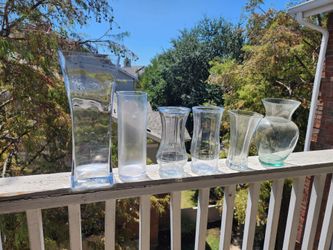 Set of 6 Clear Glass Vases