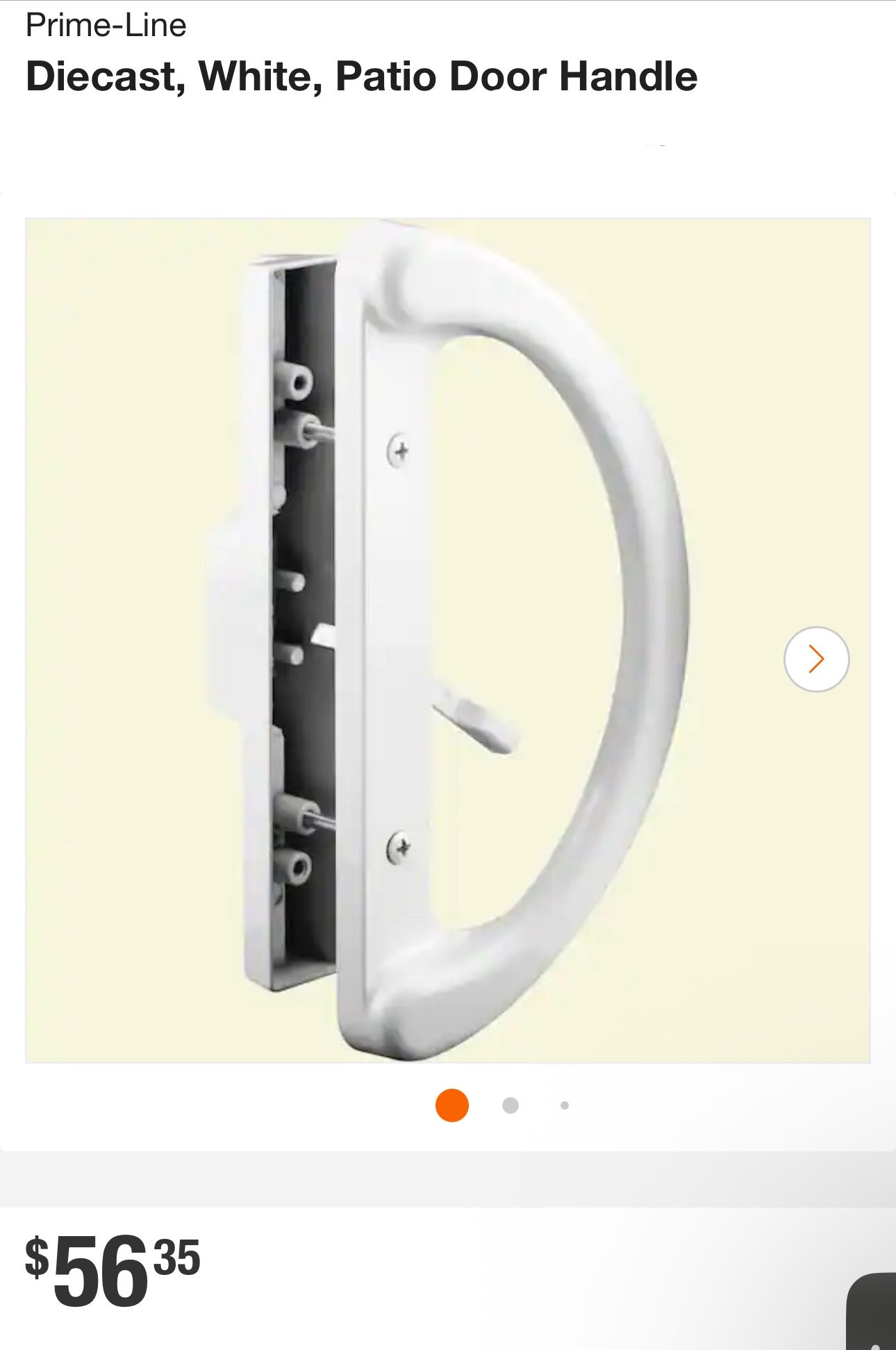 White, Patio Door Handle