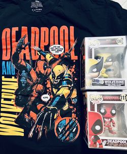 Deadpool & Wolverine Funko Pops + Super cool and detailed new shirt.