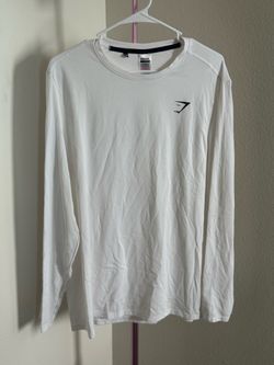 White gym shark long sleeve polo size L
