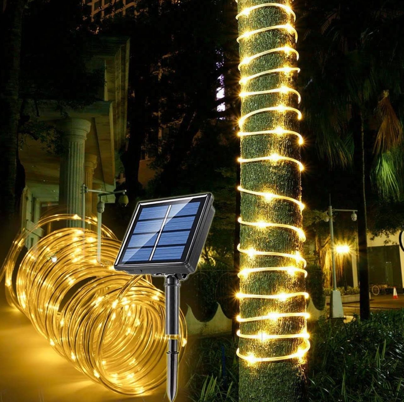 Solar Rope Light Waterproof IP65 39FT 100LEDs Outdoor LED Solar Outdoor Lights for Party Garden Yard Home Wedding Christmas Halloween Holiday Tree De
