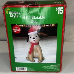 Vintage 4 foot tall, inflatable light up Christmas Puppy Lawn Decoration
