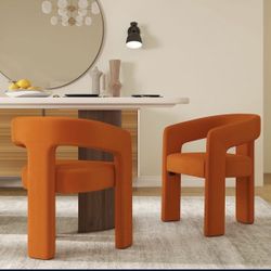 Set of 4 velvet upholstered accented side chair with arms