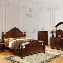  🔥 Brand New Brown Cherry E. King Size 6pc Bedroom Set 🔥