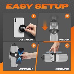 Magnetic Water Bottle Phone Holder – One-Piece Silicone Strap for Gym | Holds Phone, Keys & Earbuds | Fits 12–40 oz Bottles (Neon Green)