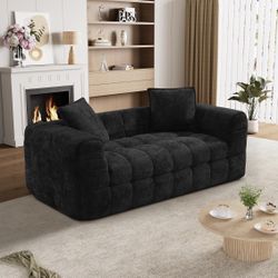 66.5" Chenille Cloud Sofa Couch with 2 Soft Pillows,Comfy Upholstered Chenille 2 Seater LoveSeat Sofa,Modern Deep Seat Sherpa Cloud Couch, Oversized L