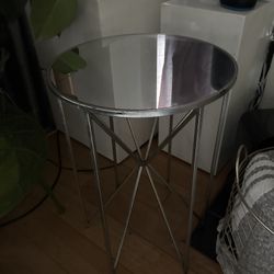 Pair of Silver Mirrored Accent Tables – $60 (Both)