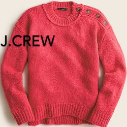 ❄️(NEW) (1 AVAILABLE) WOMEN’S J.CREW BUTTON-SHOULDER CREWNECK SWEATER - SIZE: EXTRA SMALL (MSRP: $138)❄️