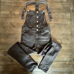 Overalls Women Junior Sz 3 Black Distressed Denim  