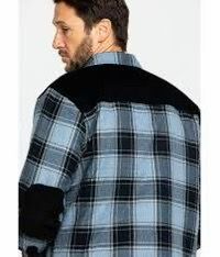 Men's Plaid Flannel Shirt Jacket with Sherpa Collar