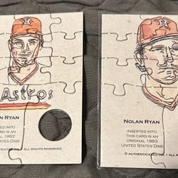 2 Nolan Ryan Authenticated Ink Puzzle Coin Cards