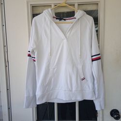 Women's Tommy Hilfiger Sweatshirt Hoodie Pullover Sz Medium White 