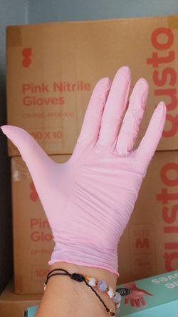 Nitrile  pink gloves  medium