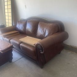 Leather Couch And Foot Rest 