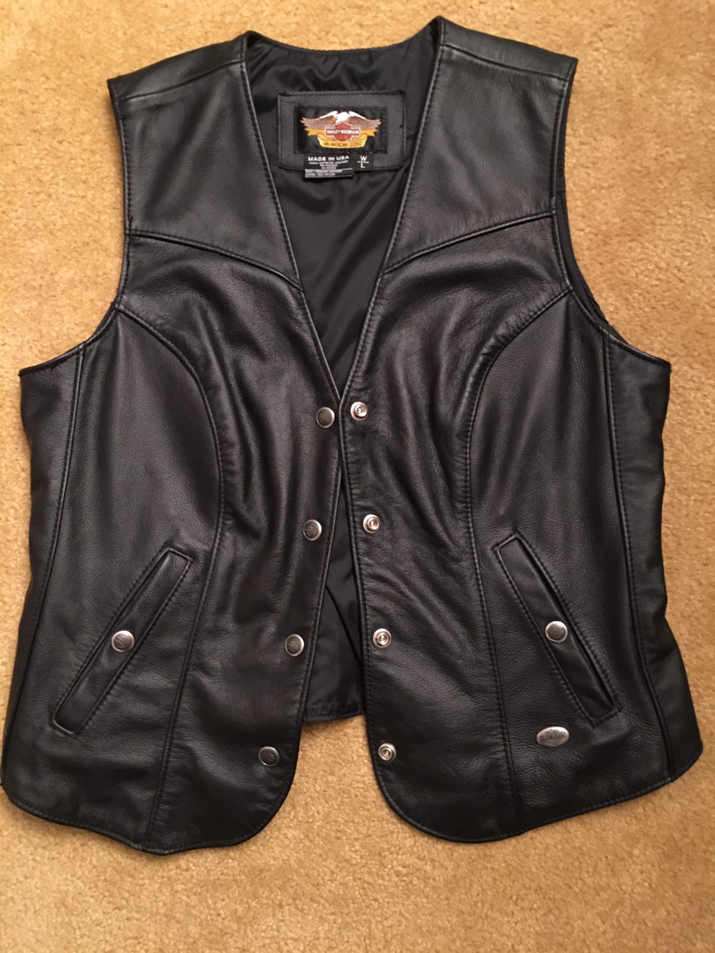 Women’s Large Harley Davidson Black leather Vest