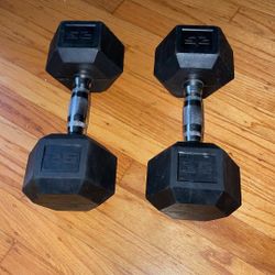 CAP Barbell, 25lb Coated Rubber Hex Dumbbell, Pair