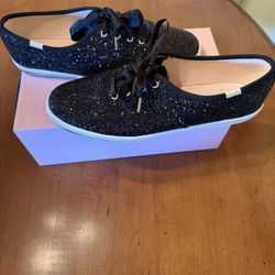 Kate Spade Black Glitter Sz 8.5 Keds