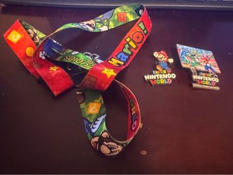 Universal studios hollywood Super Nintendo world lanyard and pins