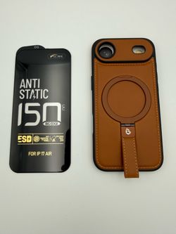 Iphone 17 Air Leather Case with Stand & Screen Protector