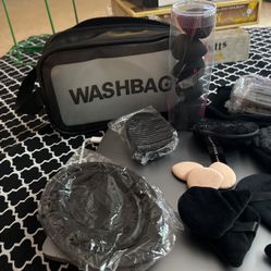 Black Washbag With Many Makeup Items