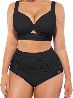 Shapellx Black Two-Piece High-Waist Bikini Set
