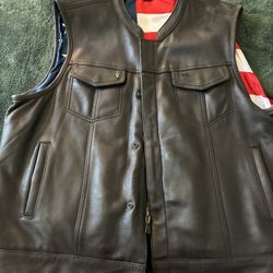Full Leather MFG Motorcycle Vest/cut 