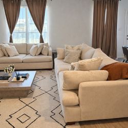 Modern Beige Sofa Set – Like New (2 Couches)