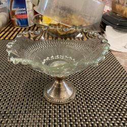 STERLING SILVER and GLASS CANDY DISH 