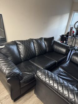 Black Leather Couch Set