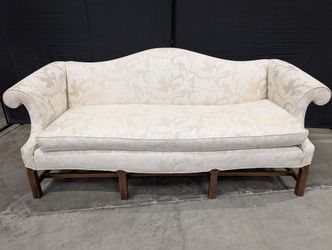 Cream Patterned Upholstered Settee Sofa