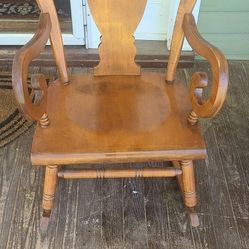 Antique 1950's Tell City Ballon Back Rocking Chair Solid Oak