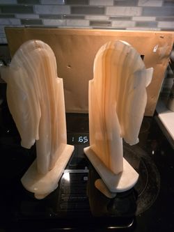Pair of Alabaster Horse Head Bookends
