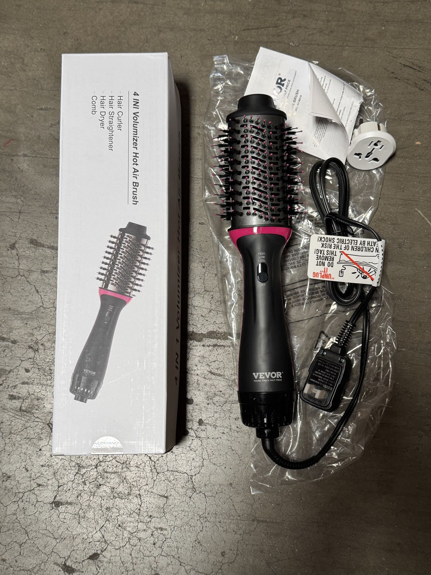 Hair Blow Dryer Brush Dual Voltage Hot Air Styler with 2.95" Oval Barrel