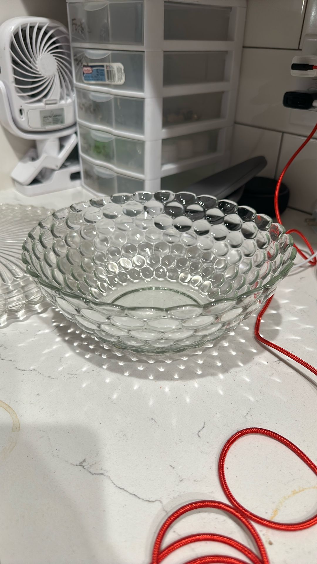 Bubble Clear Glass Serving Bowl
