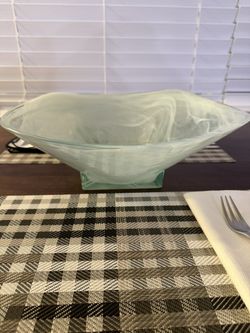 Slag Glass Fruit Bowl 14” X 5”H