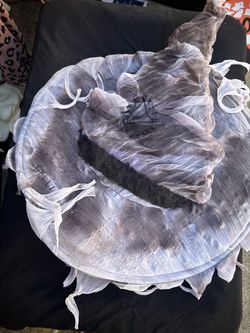 Halloween Witch Hat Gray Tattered Fabric
