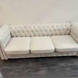 Tufted Beige Chesterfield Sofa – $199 