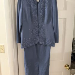 R&M Richards Blue Embroidered Suit