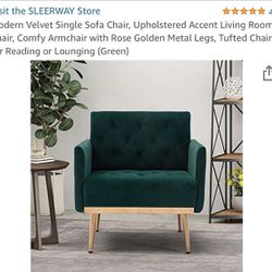 Modern Green Velvet Chair