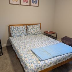 Queen wooden Bed Frame + Mattress 
