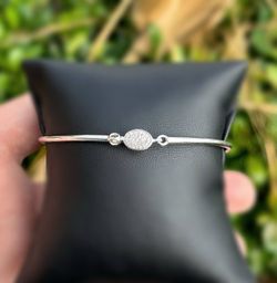 Jewelry .925 sterling silver bangle bracelet natural diamonds 0.2CTW 6.00” 2.50mm 8.80g