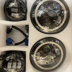 Headlights And Fog Lights Set For Jeep Wrangler JK 