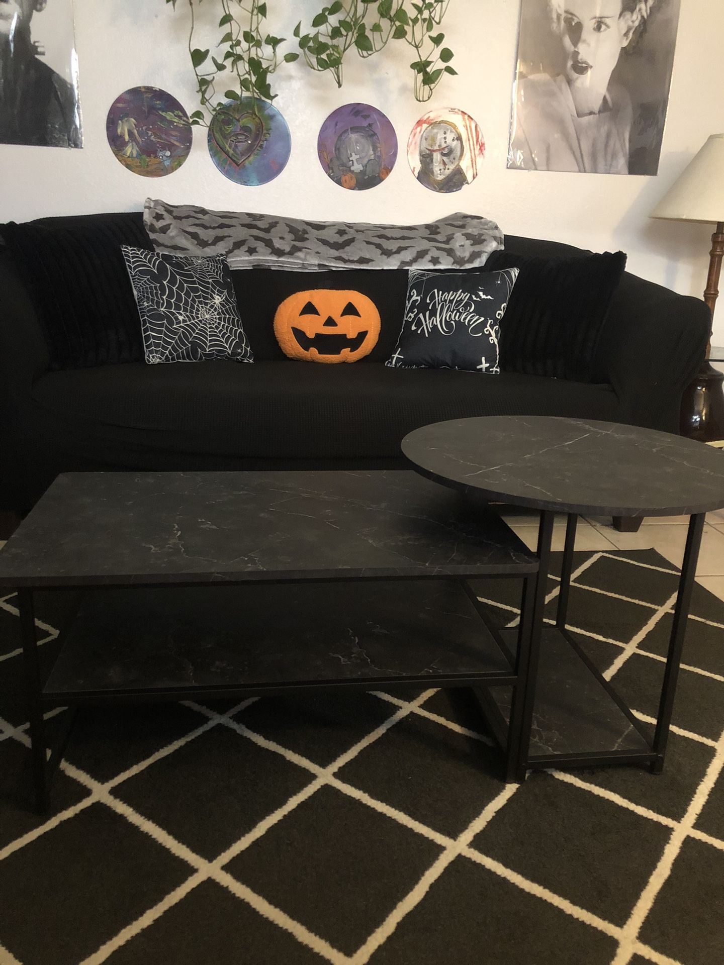 Black Faux Marble Coffee Table