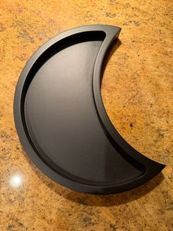 Brand New Black Wood Crescent Moon Tray Decor